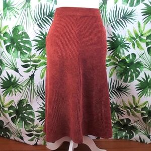Prologue Orange Ribbed A-line Midi Skirt (Size: 16)